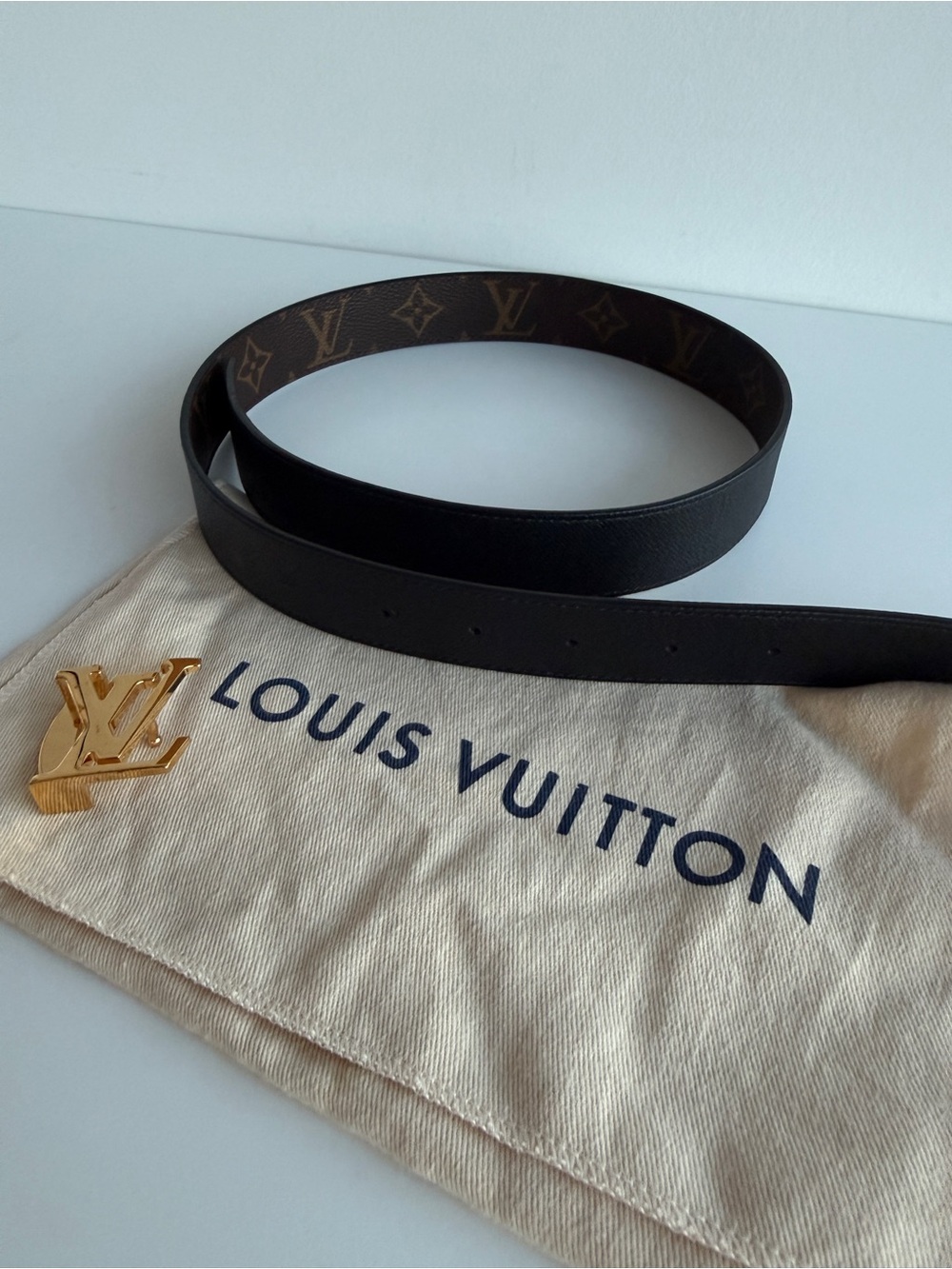 Louis Vuitton Brown Monogram Belt with Gold LV Buckle - Picture 7 of 7